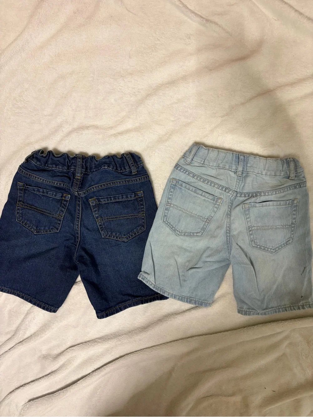 Kids Stretch Denim Shorts - Dark Blue & Light Blue